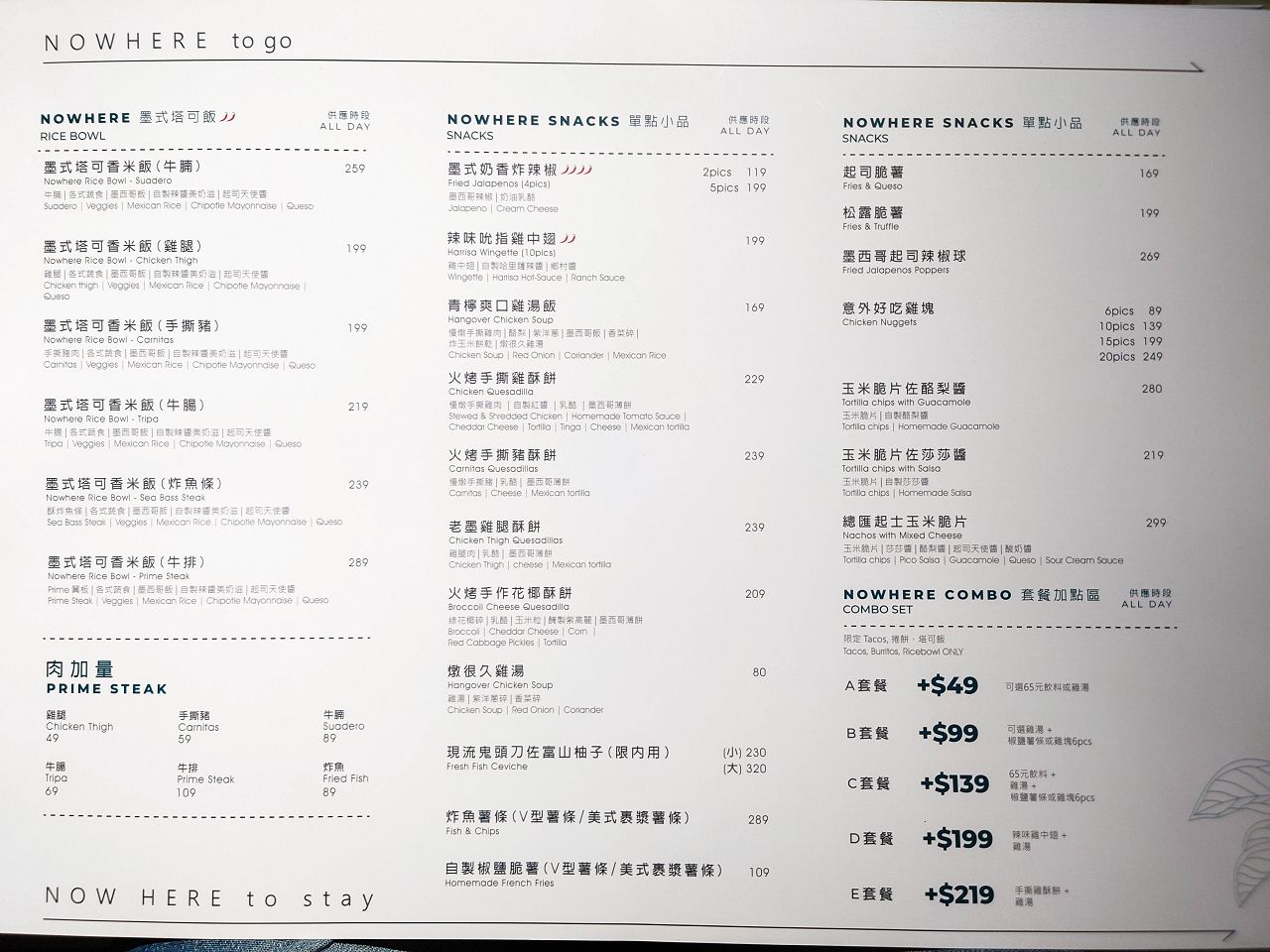 [食記][台北市] Nowhere Taipei — 京站附近墨西哥料理餐酒館